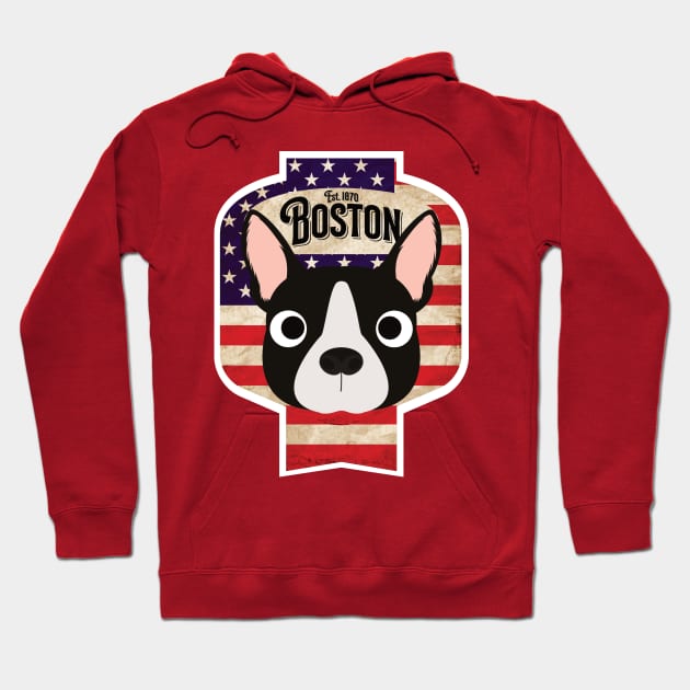Boston Terrier - Distressed American Boston Terrier Beer Label Design Hoodie by DoggyStyles